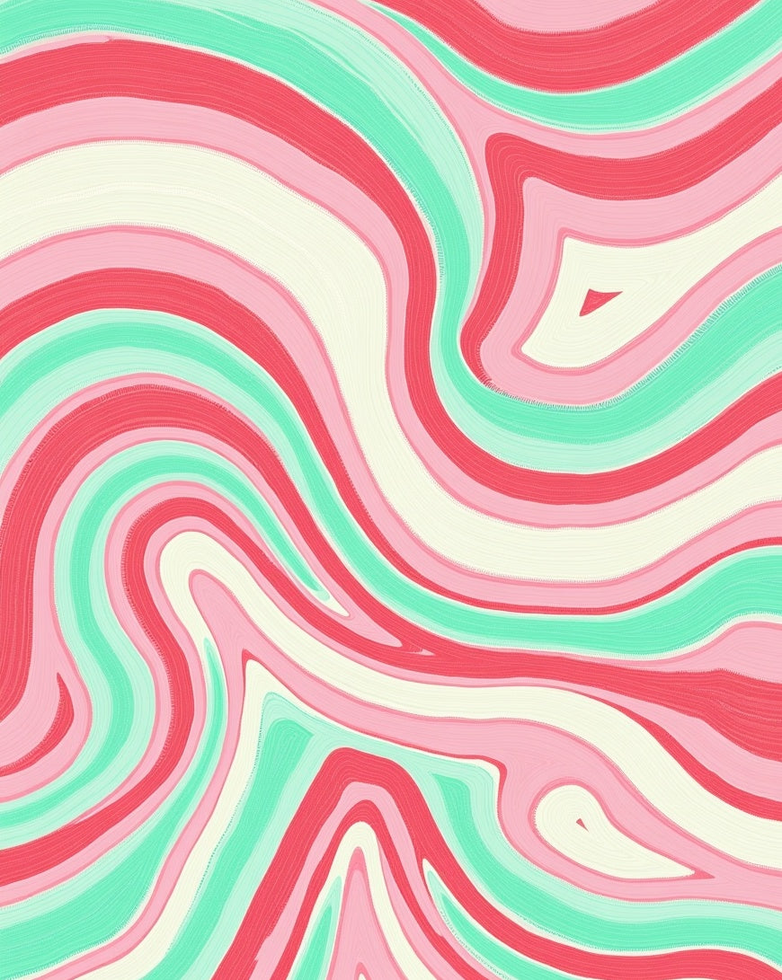 Coral Mint Swirl Abstract Swirl Rug