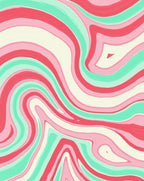 Coral Mint Swirl Abstract Swirl Rug