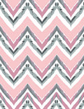 Pink Gray Chevron Flamingo Watercolor Rug