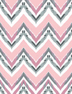 Pink Gray Chevron Flamingo Watercolor Rug
