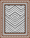 Brown Terra Cotta Chevron Diamond Border Rug