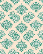 Teal Floral Symmetry Mandala Rug