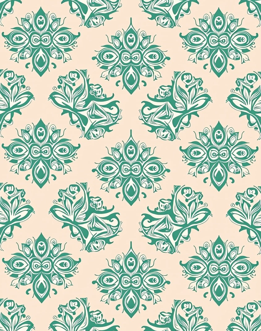 Teal Floral Symmetry Mandala Rug