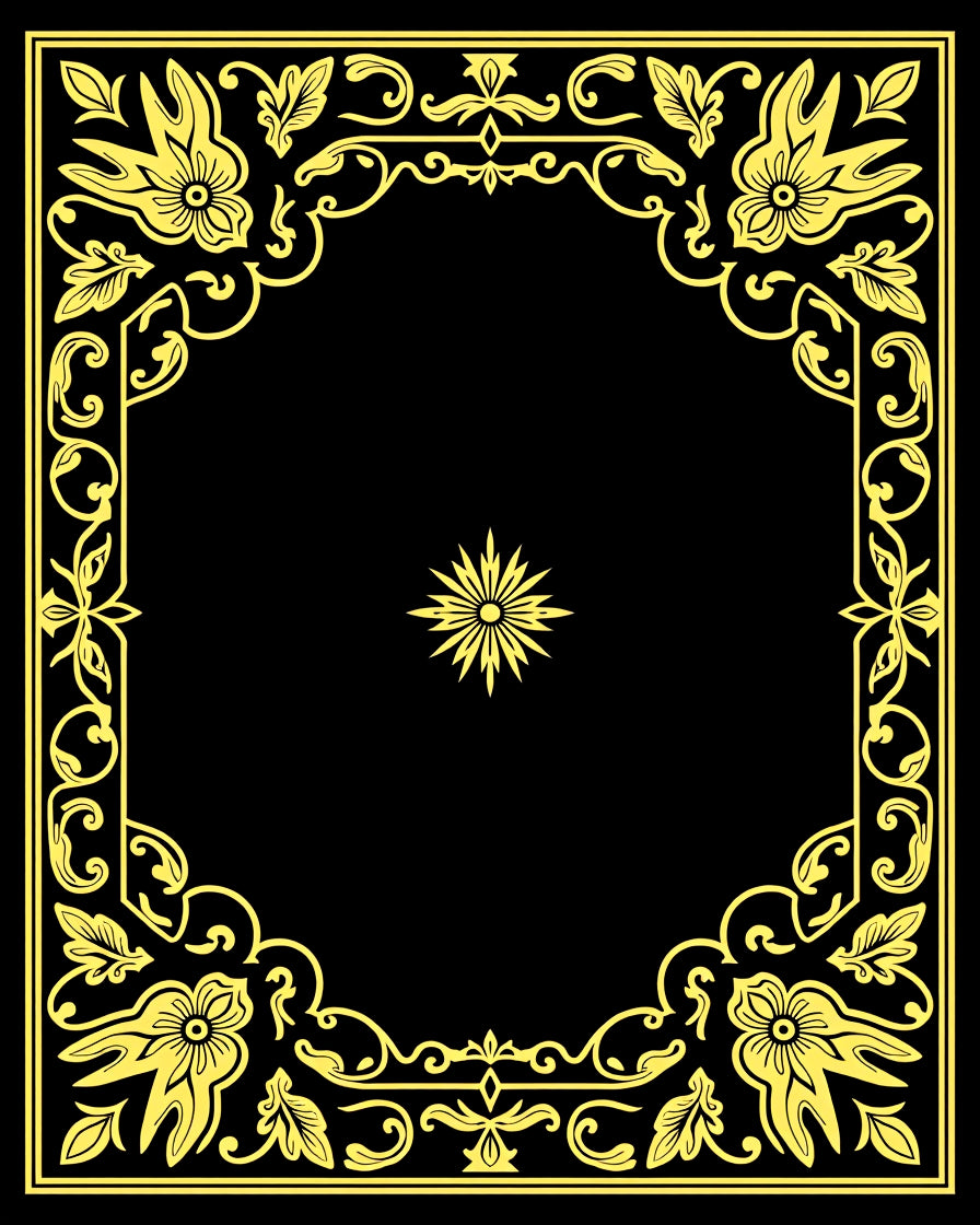 Golden Floral Border with Center Star Rug