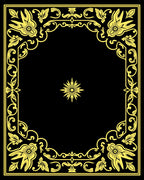 Golden Floral Border with Center Star Rug