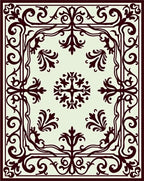 Ornate Burgundy Filigree Botanical Rug