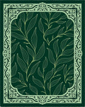 Emerald Green Botanical Vine Frame Rug