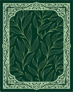 Emerald Green Botanical Vine Frame Rug