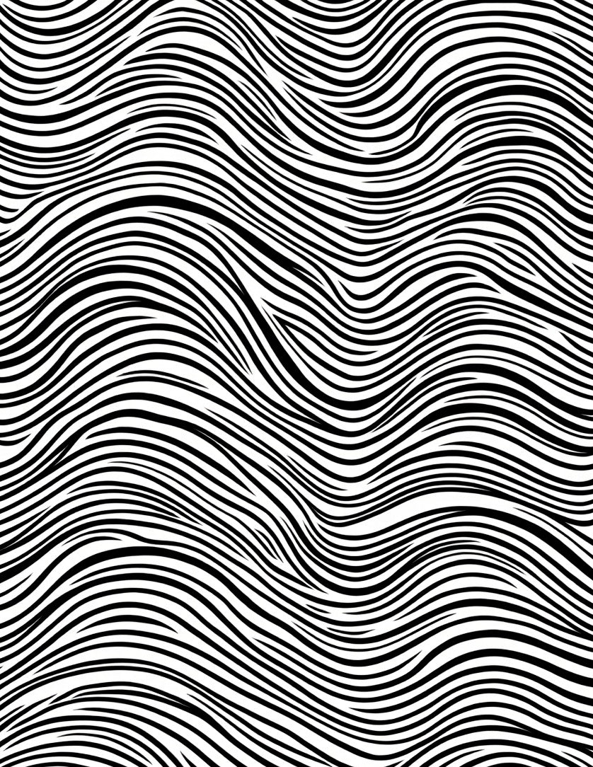 Black White Wavy Stripes Rug