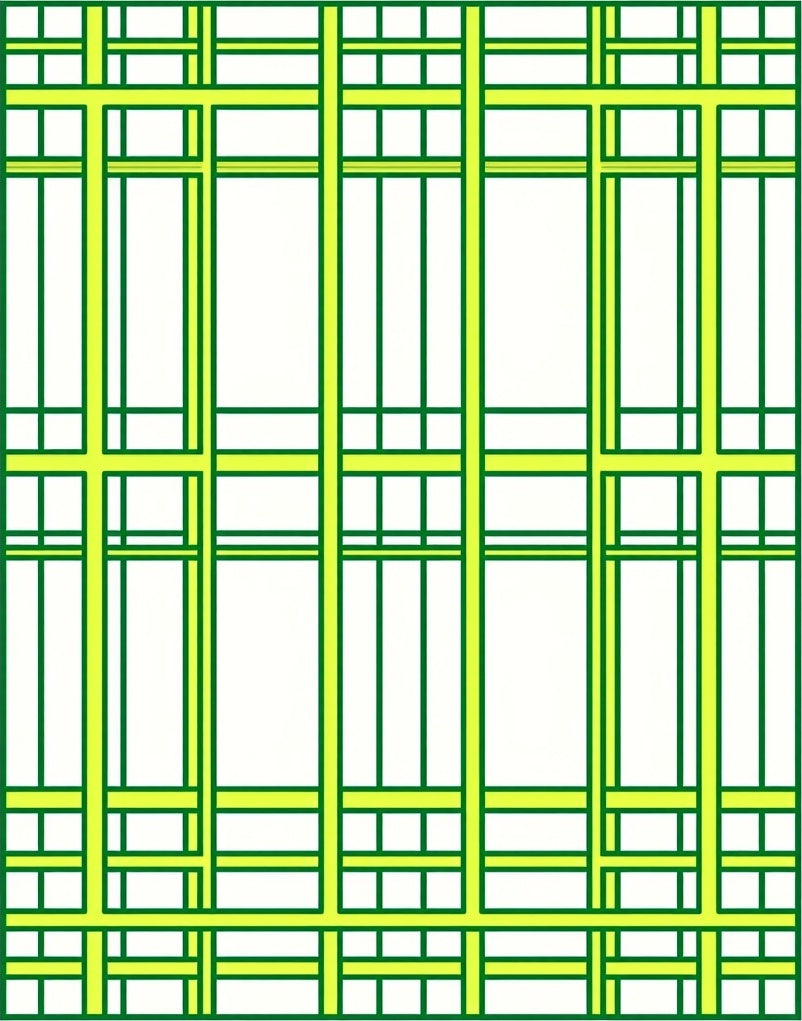 Bold Green Yellow Grid Rug