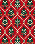 Crimson Emerald Diamond Tree Motif Rug