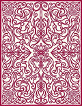 Deep Red Floral Scrollwork Medallion Rug
