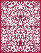 Deep Red Floral Scrollwork Medallion Rug