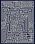 Dark Blue White Abstract Maze Rug