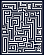 Dark Blue White Abstract Maze Rug