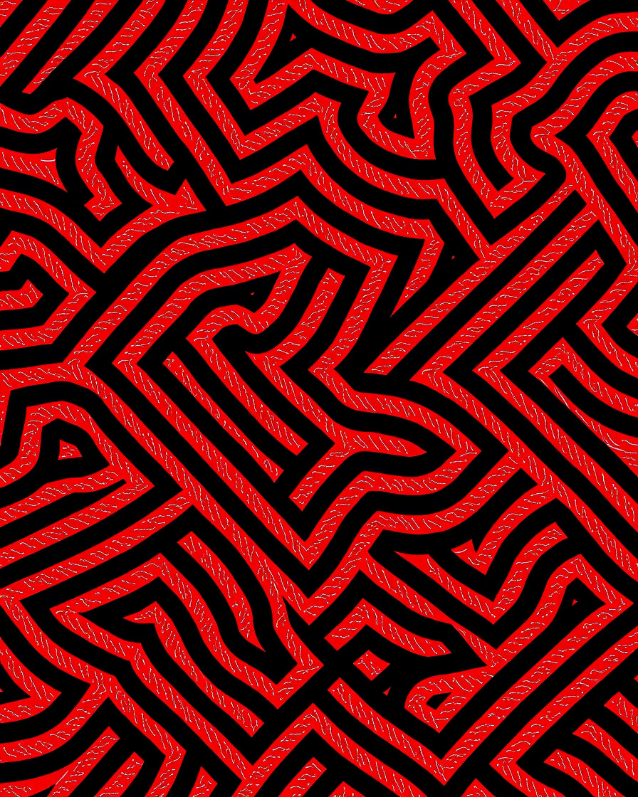 Bold Red Maze Lines Rug