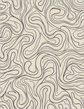 Cream Black Swirling Wavy Lines Rug