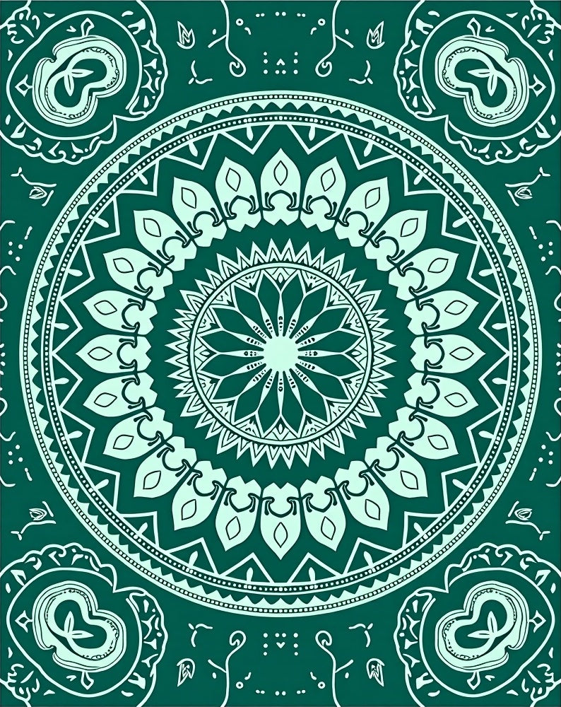 Emerald Green Mandala Art Rug