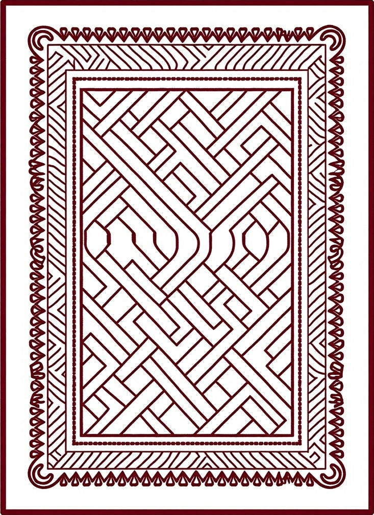 Deep Red Interlocking Geometric Interior Rug