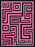 Pink Black Maze Geometric Design Rug