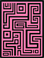 Pink Black Maze Geometric Design Rug