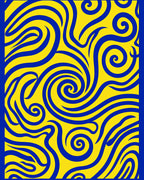 Bold Cobalt Swirls Yellow Rug