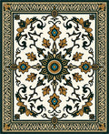 Deep Teal Golden Floral Medallion Rug