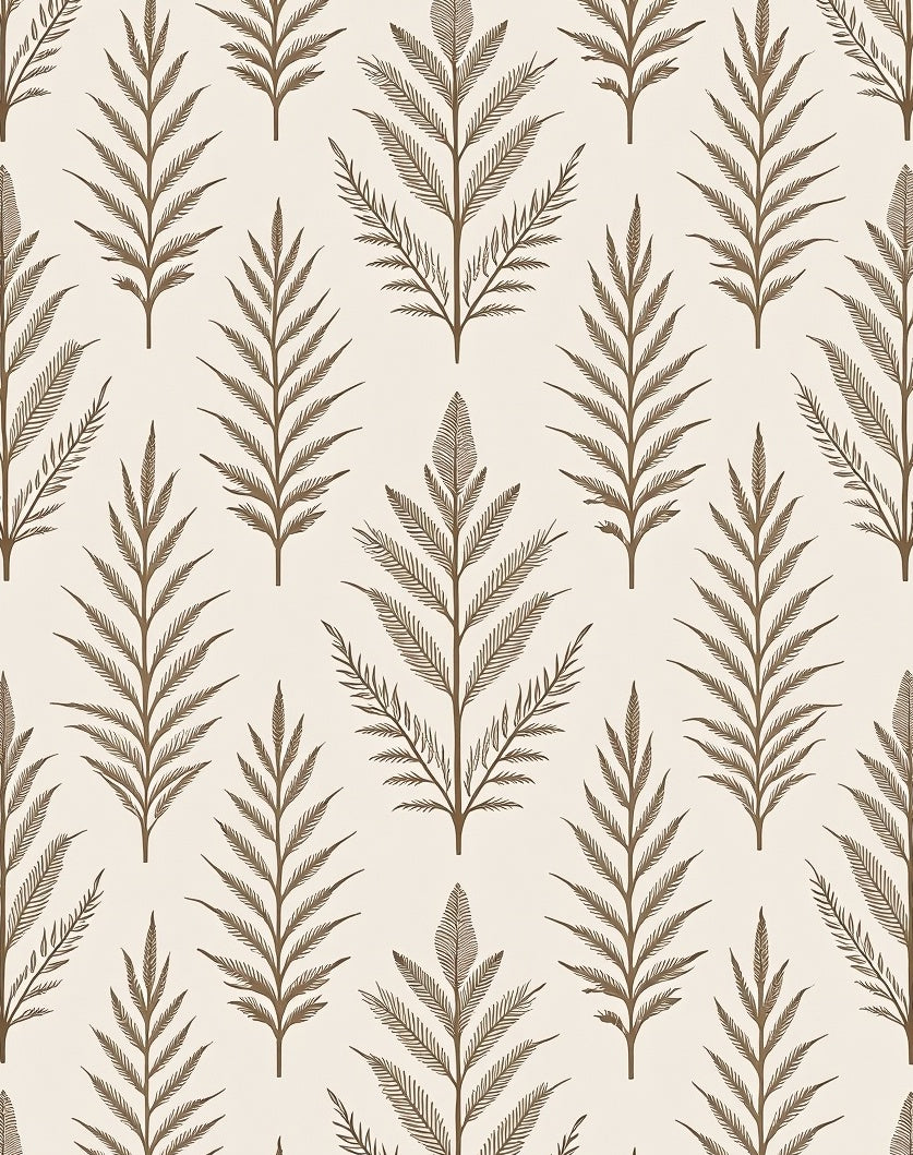 Earthy Brown Fern Leaf Harmony Rug