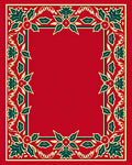 Festive Red Green Holly Border Rug