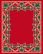 Festive Red Green Holly Border Rug