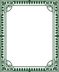 Dark Green Geometric Floral Border Rug