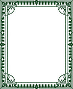 Dark Green Geometric Floral Border Rug