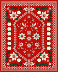Red Festive Floral Fruit Border Rug