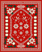 Red Festive Floral Fruit Border Rug