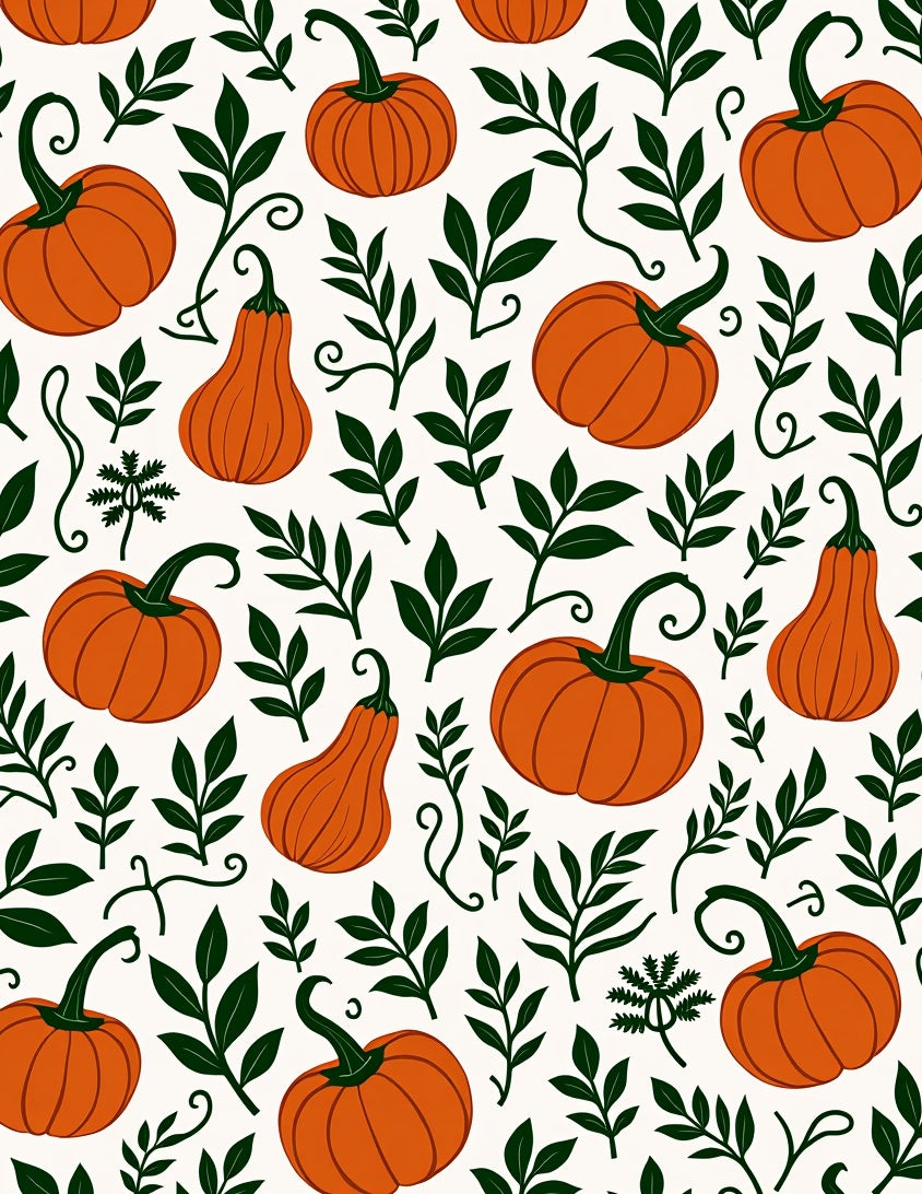 Autumn Orange Pumpkin Leaf Scatter Rug