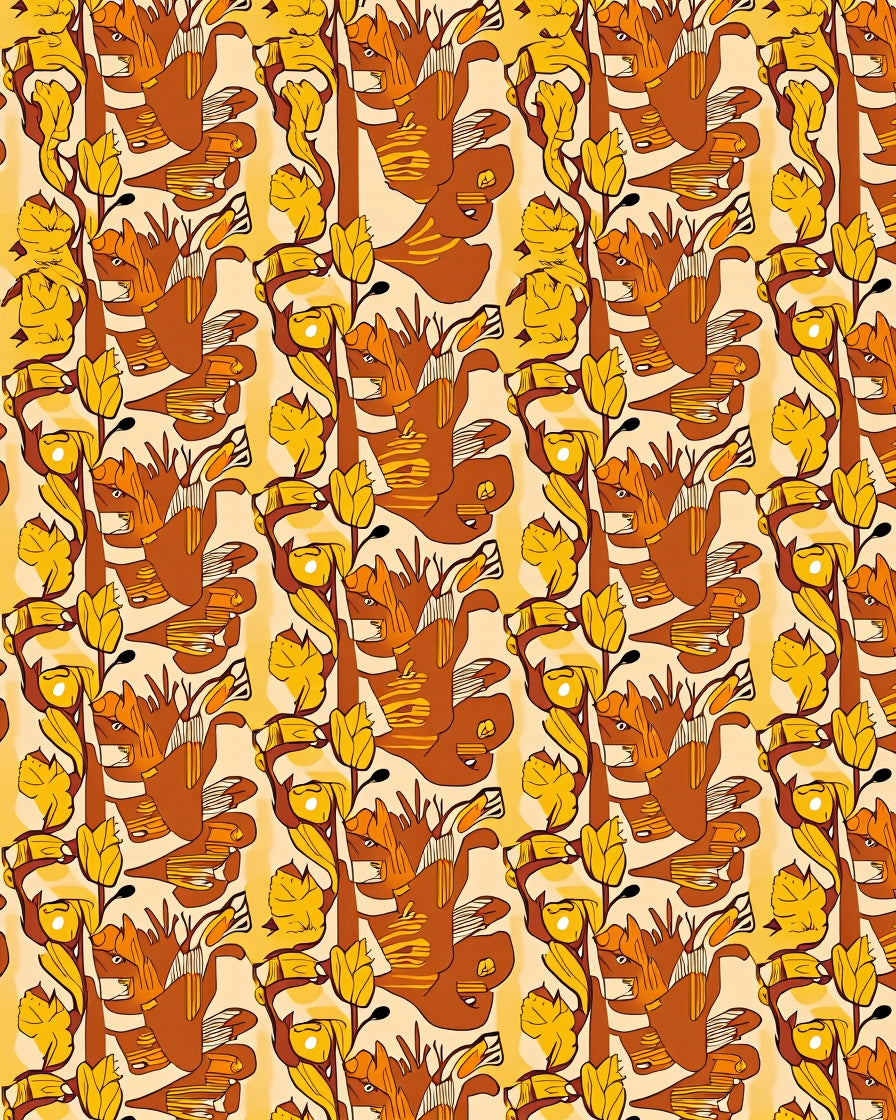 Warm Ochre Autumn Foliage Rug