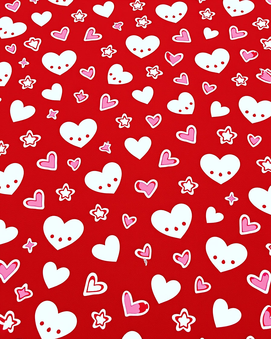 Red White Pink Hearts Stars Collage Rug
