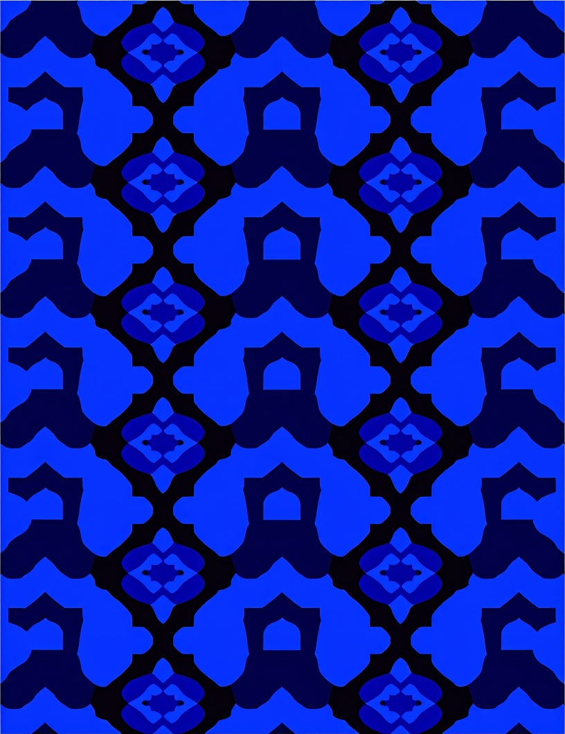 Bold Electric Blue Arch Scallop Rug