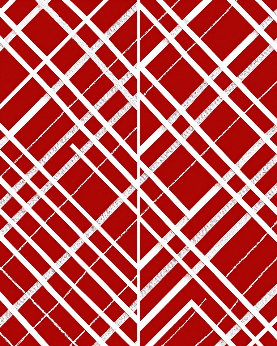 Crimson White Intersecting Stripes Rug