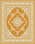 Golden Ochre Floral Medallion Border Rug