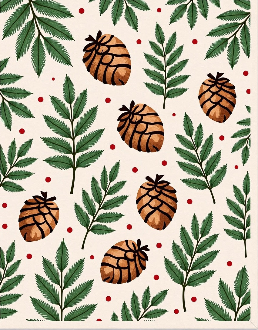 Woodland Pinecone Berry Leaf Arrangement Rug