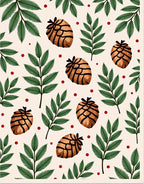 Woodland Pinecone Berry Leaf Arrangement Rug