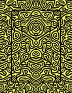 Black And Yellow Abstract Organic Lines Rug