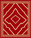 Crimson Yellow Geometric Diamond Frame Rug