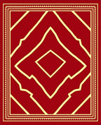 Crimson Yellow Geometric Diamond Frame Rug