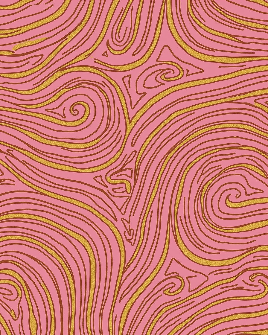 Pink Gold Abstract Swirl Rug