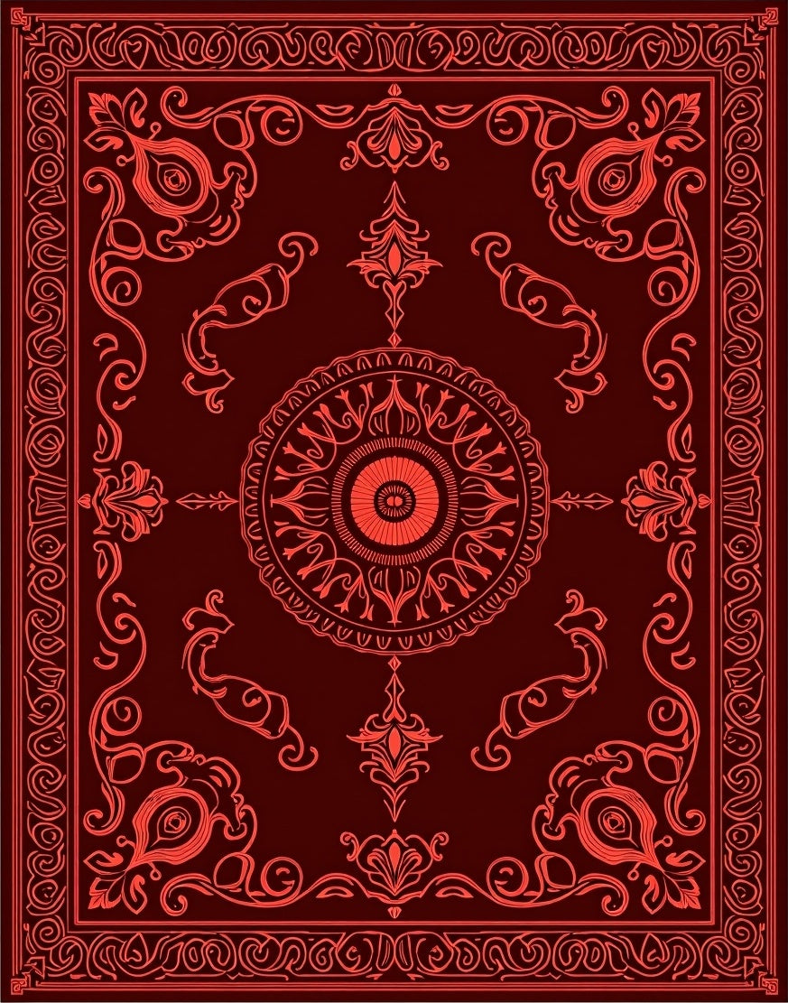 Crimson Red Elaborate Floral Medallion Rug