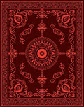 Crimson Red Elaborate Floral Medallion Rug