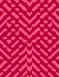 Crimson Pink Geometric Chevron Layered Rug