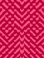 Crimson Pink Geometric Chevron Layered Rug